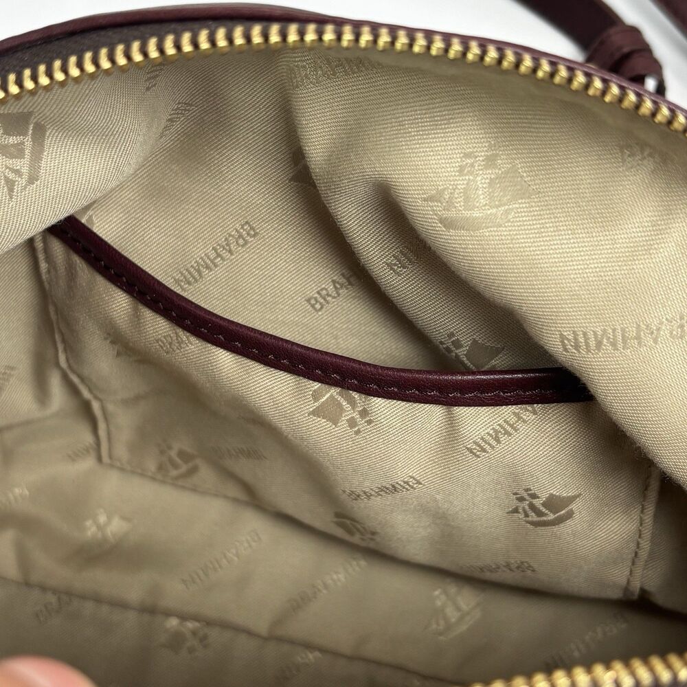 Vintage Brahmin Bag Smooth Burgundy Leather Purse Authentic Gold Ship Logo Soft - Picture 15 of 16